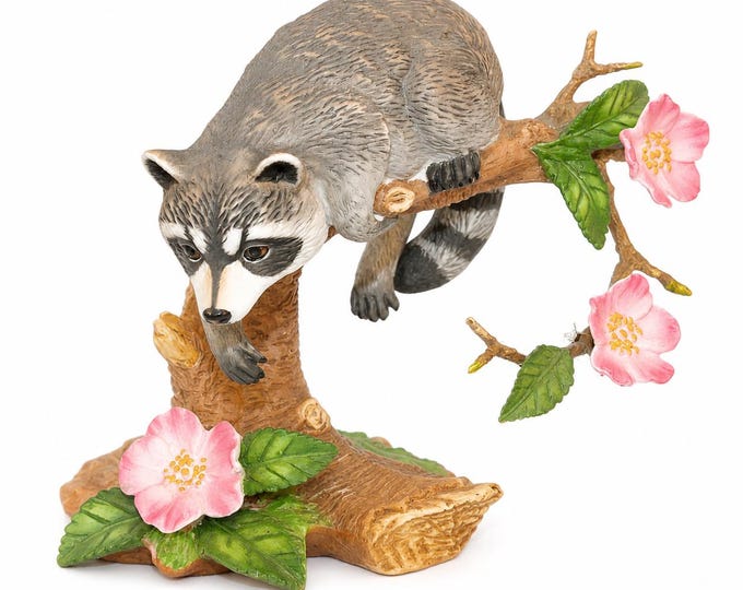 Lenox Raccoon Figurine: Woodland Animals Collection, Bisque Finish (1990)