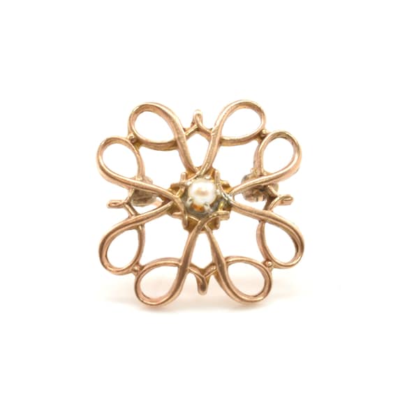 Estate Gold Brooch Vintage 10K Solid Yellow Gold White Pearl Avon