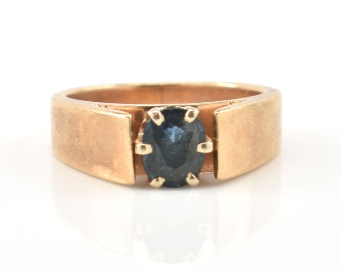 Estate Sapphire Ring Vintage 14K Solid Yellow Gold Natural Sapphire Solitaire Ring .71 Carat Size 3 September Birthstone Holiday Gift
