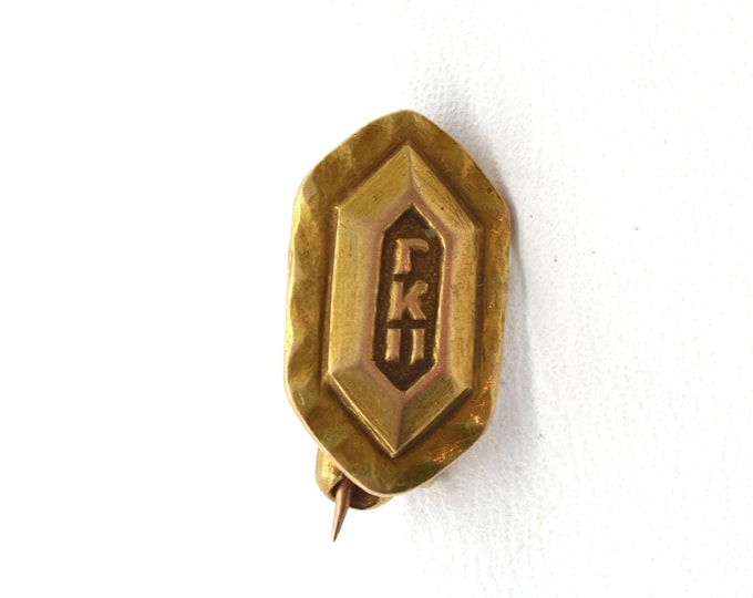 14K Solid Yellow Gold Gamma Kappa Pi Pin Vintage Estate Over 1 Gram Signed THEBELL J.CO Fraternity Sorority Honor Society Holiday Gift