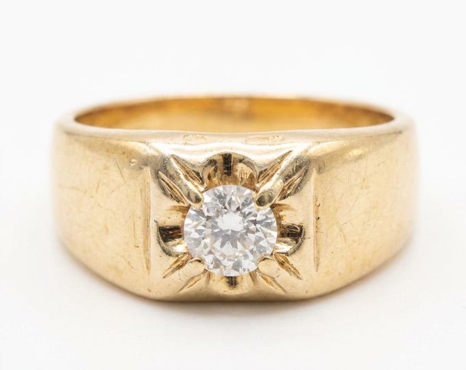Estate 14K Yellow Gold Diamond Ring, Unisex Size 11