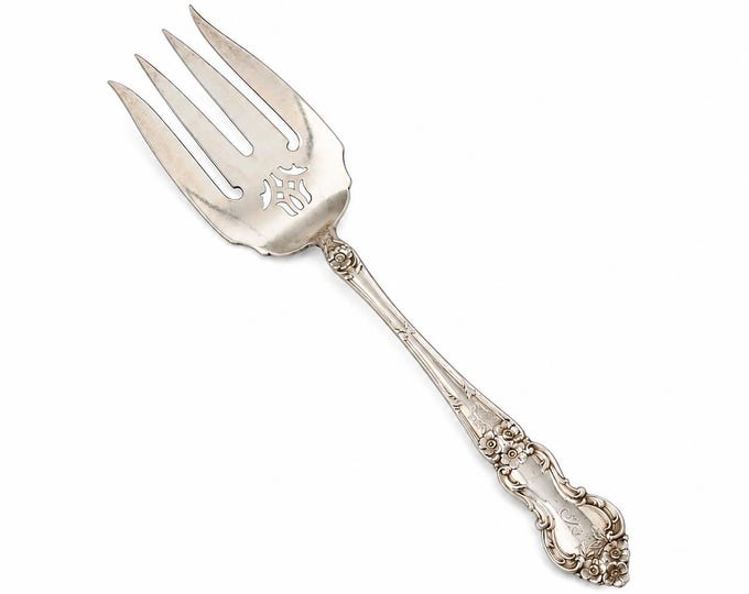 Sterling Silver Serving Fork, Meadow Rose Pattern, 8 1/2 Inches, Watson Wallace
