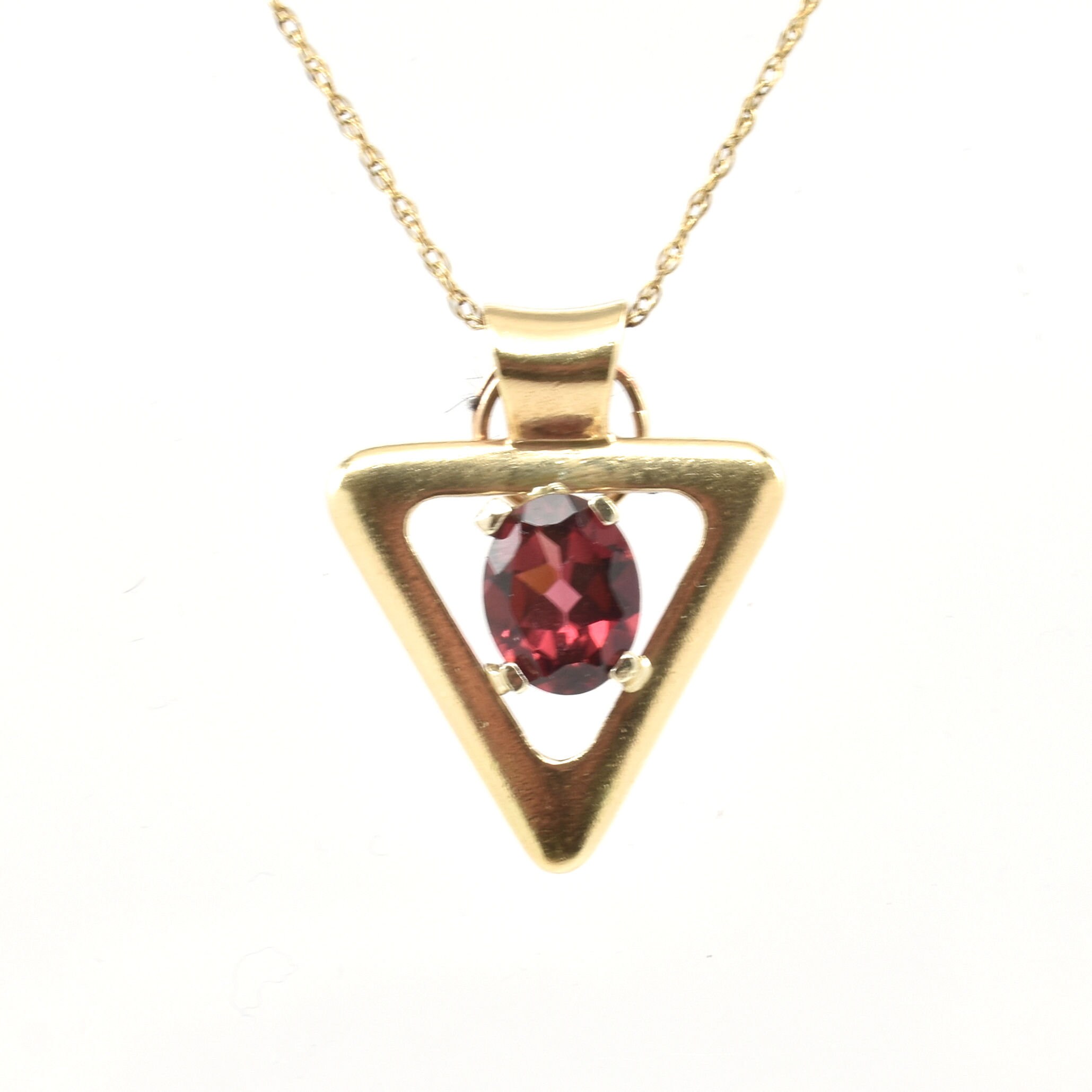 Estate Garnet Pendant Vintage 14K Solid Yellow Gold Natural