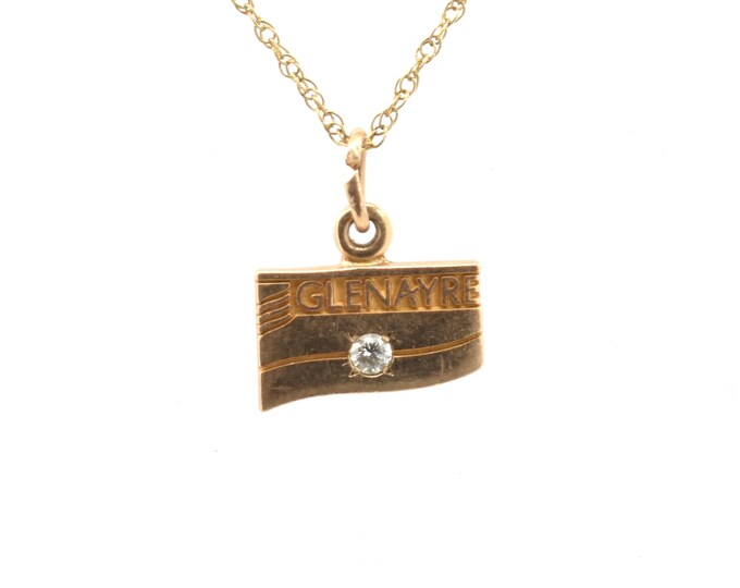 Estate Diamond Charm Vintage 10K Solid Gold Natural Diamond GLENAYRE Pendant Holiday Gift