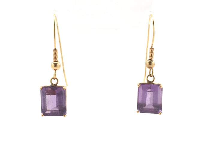 Estate Amethyst Earrings Vintage 14K Yellow Gold Natural Amethysts Drop Dangle 10.6 Carats Total Weight February Birthstone Holiday Gift