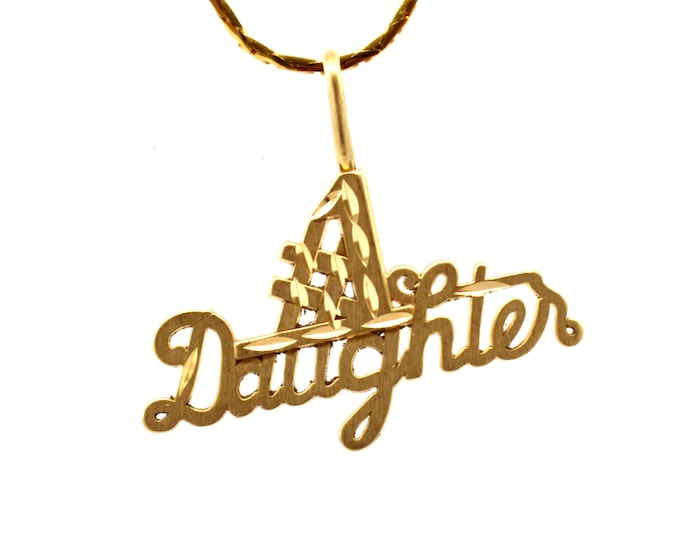 14K Solid Yellow Gold Pendant #1 Daughter Vintage Estate Signed Ma Michael Anthony Over 1 Gram Holiday Gift