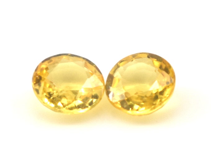 Natural Yellow Sapphires Unmounted Matched Pair .75 Carat Total Weight 4.18 Millimeter Round Cut Loose Gemstones Holiday Gift
