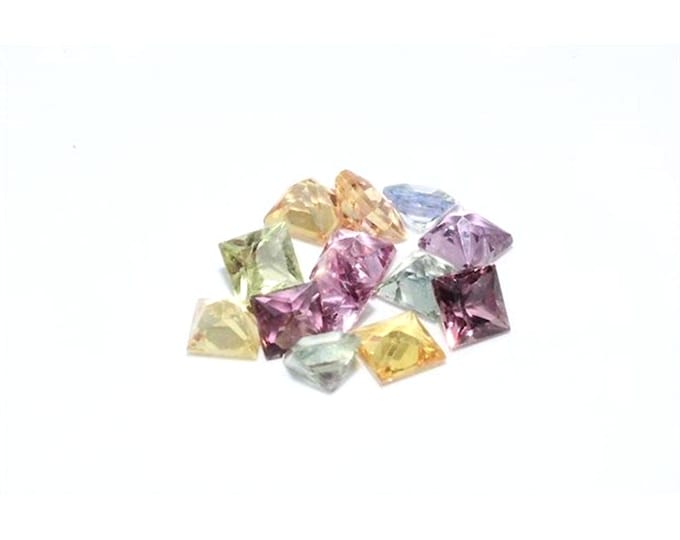 13 Natural Princess Cut Multi Color Sapphires 3 Carats Total Weight Loose Gemstones Holiday Gift