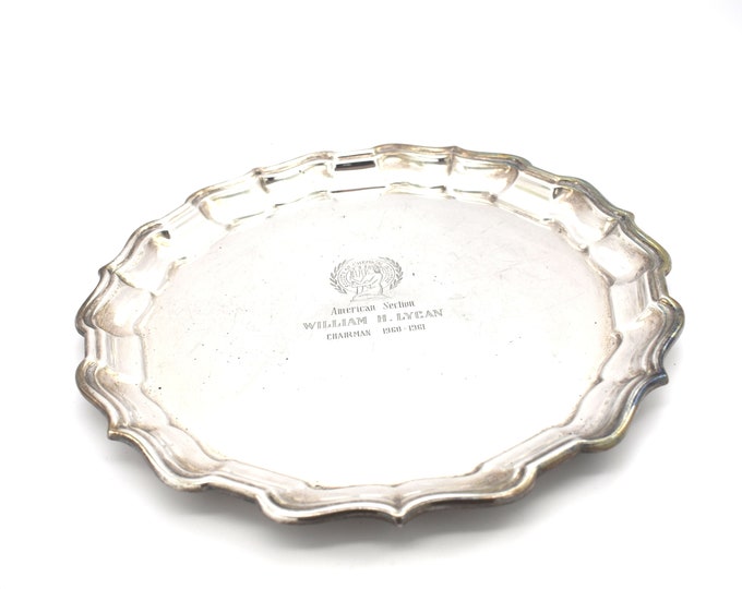 Estate Silver Tray 925 Solid Sterling Vintage Reed & Barton Chippendale Pattern X365 670 Grams Chemical Industry Award Holiday Gift