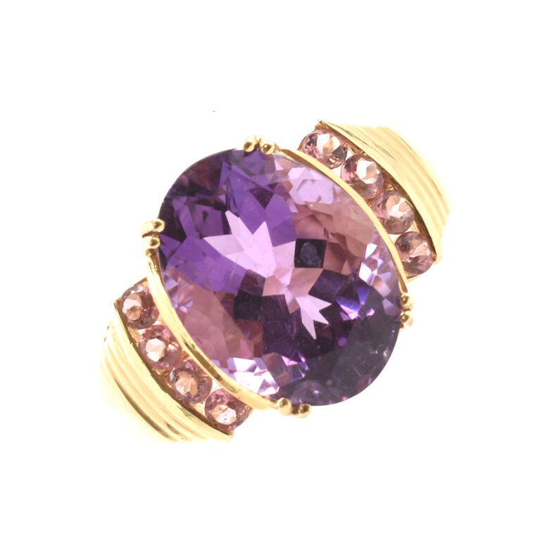 Estate Gemstone Ring 14K Solid Yellow Gold Natural Amethyst Etsy
