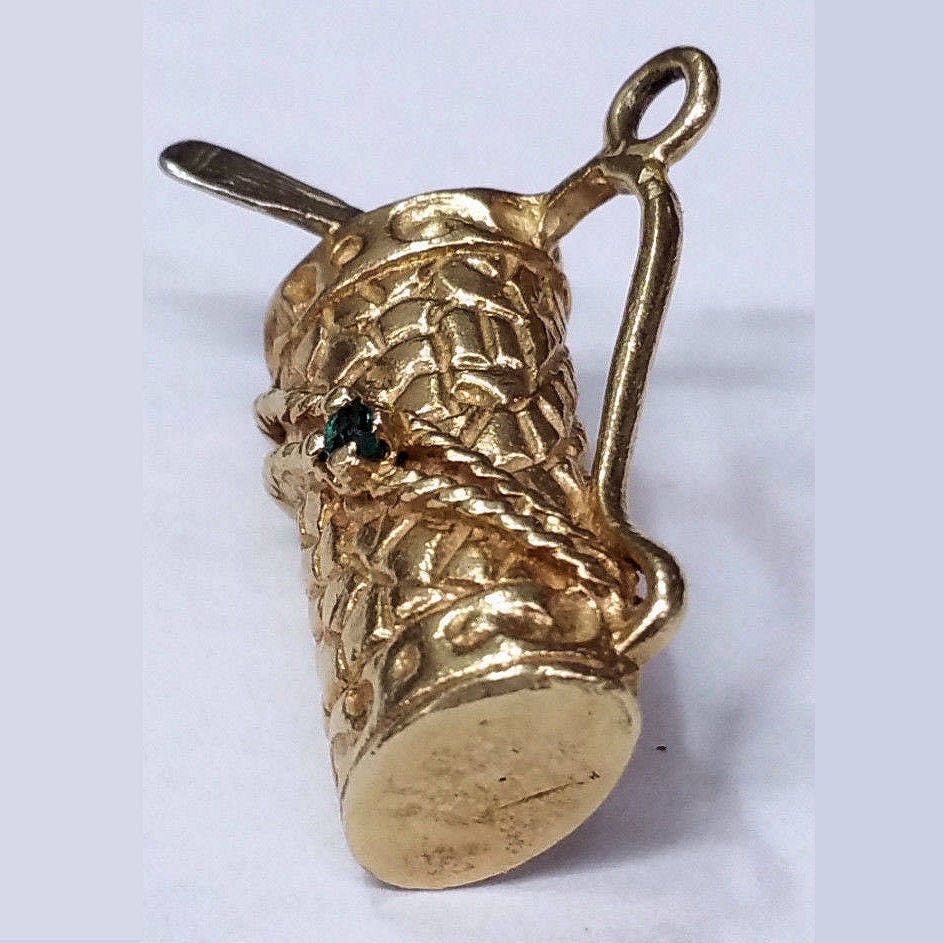 Vintage Estate 14k Yellow Gold Articulated Golf Club Bag Charm Pendant