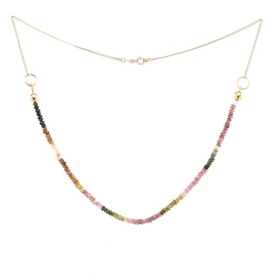 14K Solid Yellow Gold Multi-Colored Natural Tourm… - image 1