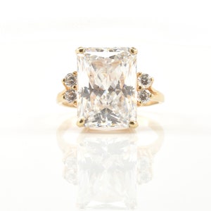 Estate Gold Ring Vintage 14K Solid Yellow Gold Ring Cubic Zirconia 24.58 Carats Total Weight Size 11 Holiday Gift