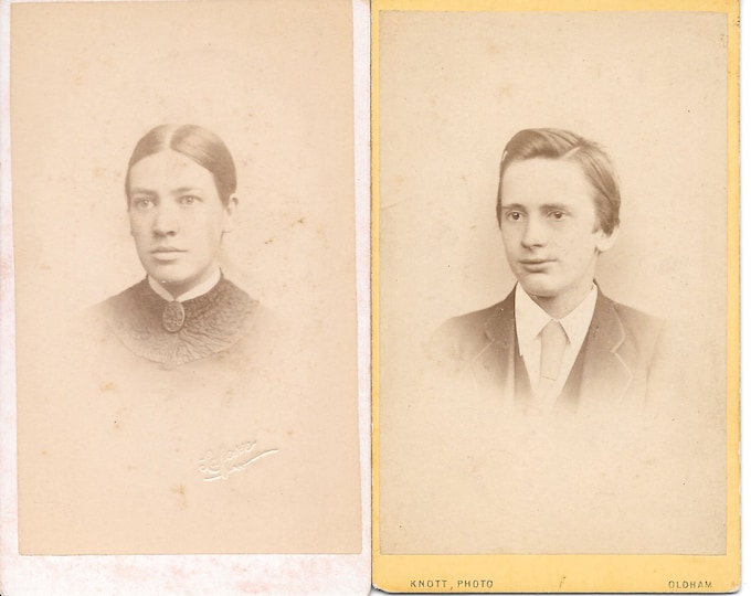 Antique Photo Portraits of a Man and Woman of Somerville New Jersey Photographed by Charles R Howard circa 1890s