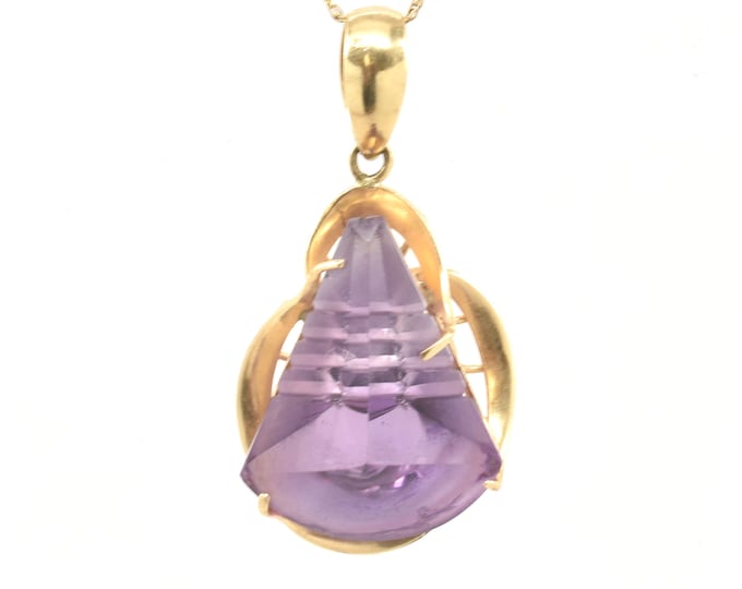 Estate Amethyst Pendant Vintage 14K Solid Yellow Gold Natural Amethyst 37.56 Carats Total Weight February Birthstone Holiday Gift