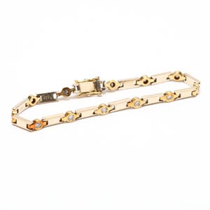 Estate 14K Yellow & White Gold .72 Carats Total Weight CTW Diamond Tennis Bracelet 7.5&quot; Long 15.8 Grams Holiday Gift