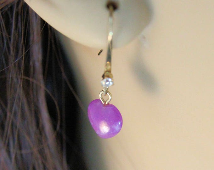Estate Pair 14K Yellow Gold Genuine Amethyst Hearts Drop Dangle Earrings 1.12 Grams February Birthstone Holiday Gift