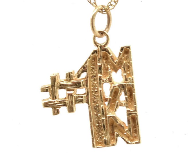Vintage 14K Solid Yellow Gold #1 Man Charm Pendant