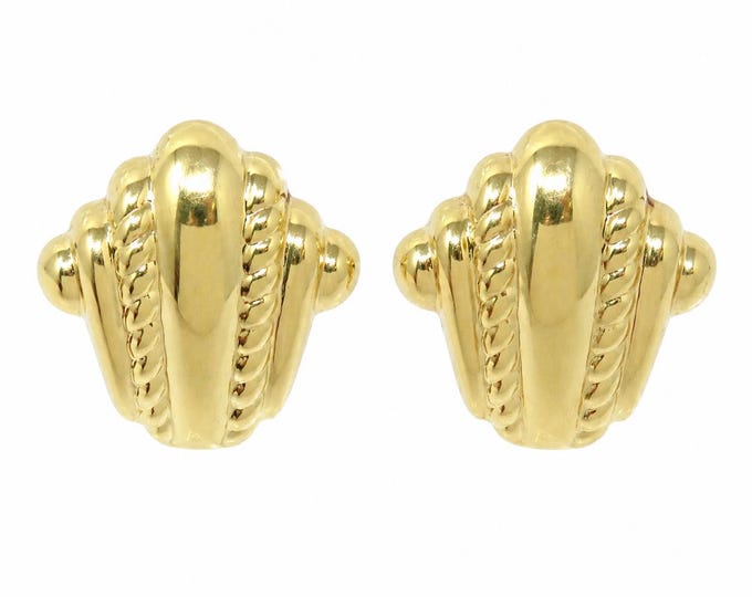 Vintage 14K Yellow Gold Earrings, Fleur de Lis Omega Back