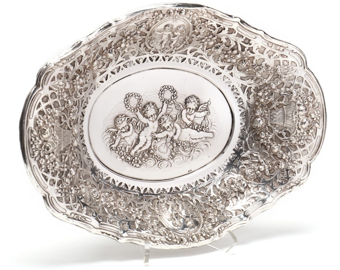 Estate Sterling Bowl Vintage 925 Solid Sterling Silver Ornate Rococo Style Sterling Silver Dish by Jack Rabinovich Holiday Gift