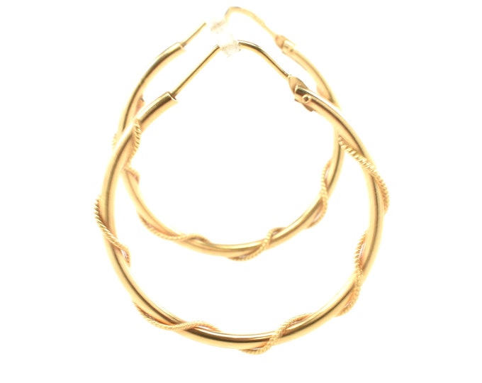 Estate Gold Earrings Vintage 18K Solid Yellow Gold Hoops Holiday Gift