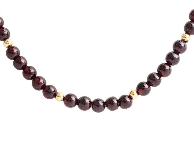 Estate Garnet Necklace Vintage 14K Solid Yellow Natural Garnets Over 26 Inches Long January Birthstone Holiday Gift