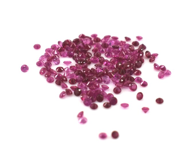 Natural Rubies 166 Unmounted Red Rubies Pink Sapphires Round Cut 2.225 Total Carat Weight Loose Gemstones July Birthstone Holiday Gift