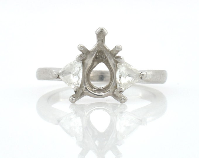 Spectacular Solid Platinum Natural Diamond Semi Mount Ring Engagement Over Third Carat Trillion Cut H VS Over 5 Grams Size 5.5 Gift