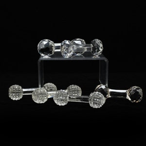 Clear Cut Glass Barbell Knife Rests Long Group of 6 Holiday Gift