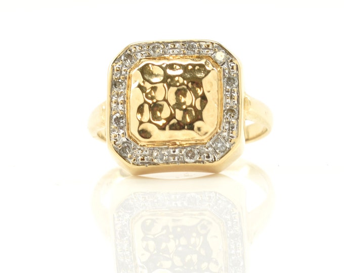 Estate Diamond Ring Vintage 14K Solid Yellow and White Gold Natural Diamonds .18 Carat Total Weight Size 4 Holiday Gift