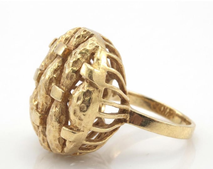Vintage 14K Solid Yellow Gold Woven Ring, Size 5.75