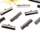 10 attaches griffes pour ruban en métal style texture d 39 écorce couleur argent antique RF 03