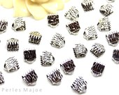 20 attaches griffes pour ruban en métal style texture d 39 écorce couleur argent antique