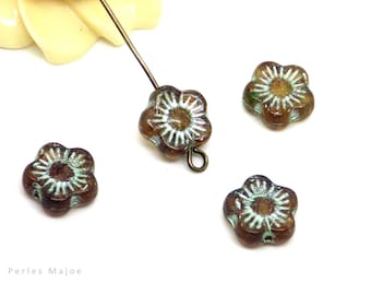 10 Perles Carrées En Verre Orange & Prune 6x10mm - Neuf - Création Bijoux