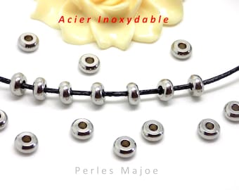20 perles intercalaires rondelles en acier inoxydable dimensions 6 x 3 mm