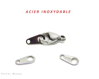 Languettes pour chaîne et fermoir en acier inoxydable, 8 x 4 mm, lot de 10