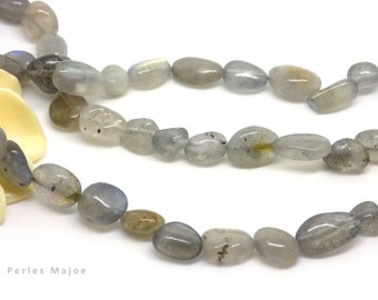 labradorite perles pépites, naturelles, dimensions diverses, filet de 45 perles