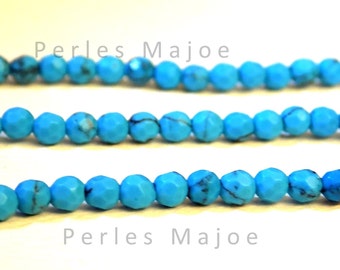 20 perles en turquoise facettées 4 x 3.5 mm