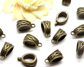 10 bélières décorées couleur bronze antique 14 x 7.5 x 9 mm