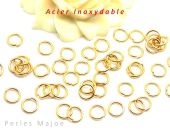 100 anelli aperti aperti in acciaio inox 304, resistenti che non sbiadiscono, colore argento (16 mm x 1,2 mm
