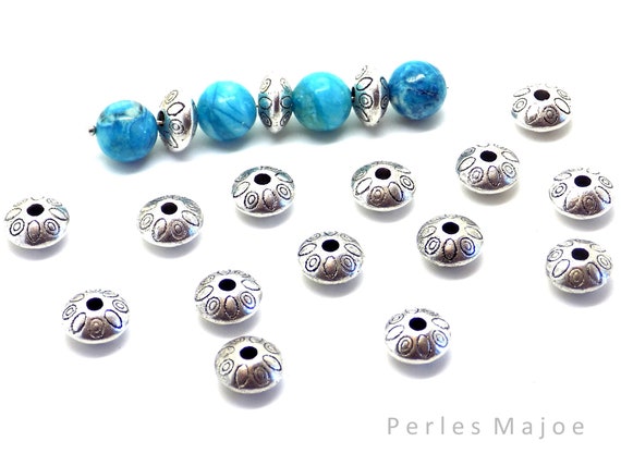 30 Rondelles Perles Intercalaires Argenté 5mm