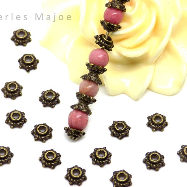 100 coupelles fleur décorées couleur bronze dimensions 5 x 2 mm