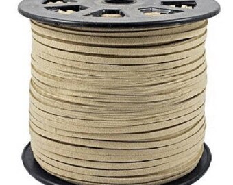 3 meters of flat beige suede cord 3 mm