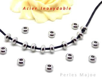 20 perles intercalaires rondelles en acier inoxydable dimensions 5 x 3 mm