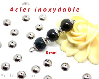 40 coupelles lisses en acier inoxydable diamètre 6 mm