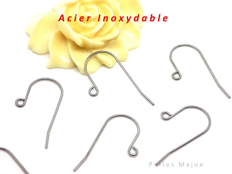 10 crochets en acier inoxydable pour boucle d'oreille dimensions 27.5 x 13 x 0.8 mm image 1