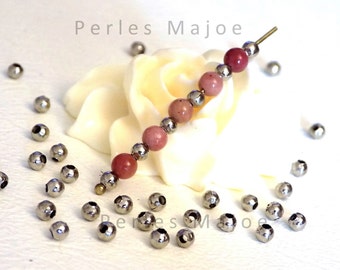 Lot de 50 perles entredoises rondes de couleur platine 3.2 mm