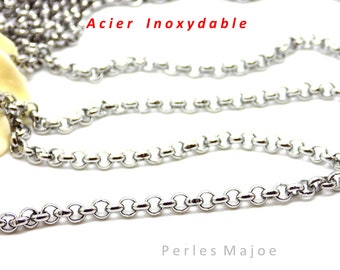 1 x mètre de chaîne en acier inoxydable maillons rolo non soudés dimensions 3.5 x 1 mm