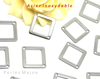 6 connecteurs losanges en acier inoxydable 18 x 18 mm