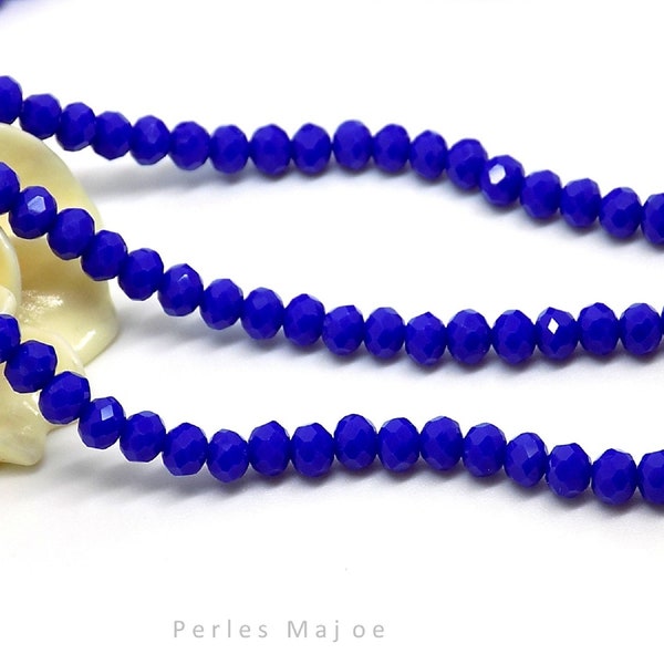 perles en cristal opaque rondelles à facettes bleue dimensions 4 x 3 mm vendues par lot de 20 / 60 pcs